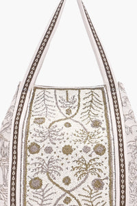 Heritage Bloom Beaded Tote Bag