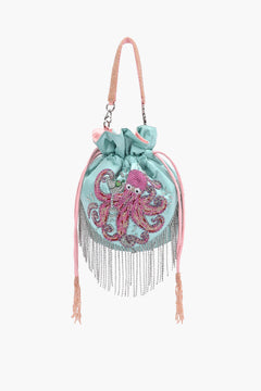 Sea Glam Mint Green Satin Beaded Potli Bag