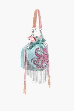 Sea Glam Mint Green Satin Beaded Potli Bag