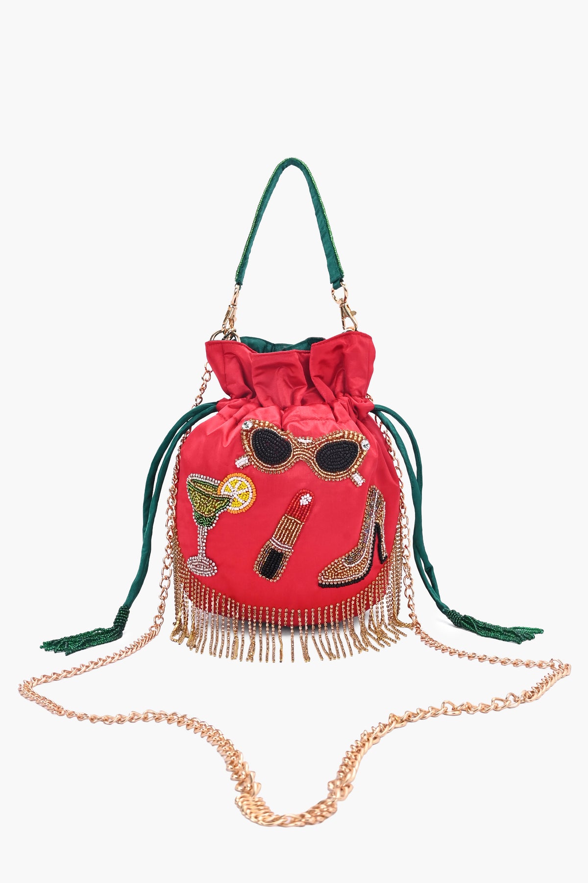 Glam Girl Red Satin Beaded Potli Bag