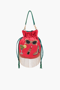 Glam Girl Red Satin Beaded Potli Bag