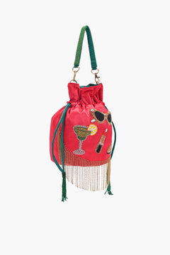 Glam Girl Red Satin Beaded Potli Bag