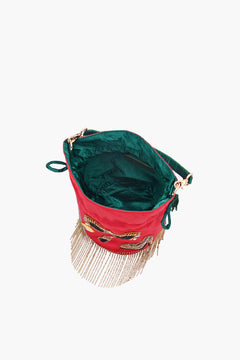 Glam Girl Red Satin Beaded Potli Bag