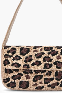 Leopard Luxe Beaded Shoulder Bag