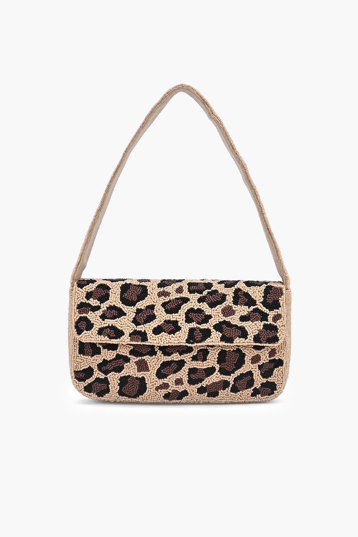 Leopard Luxe Beaded Shoulder Bag