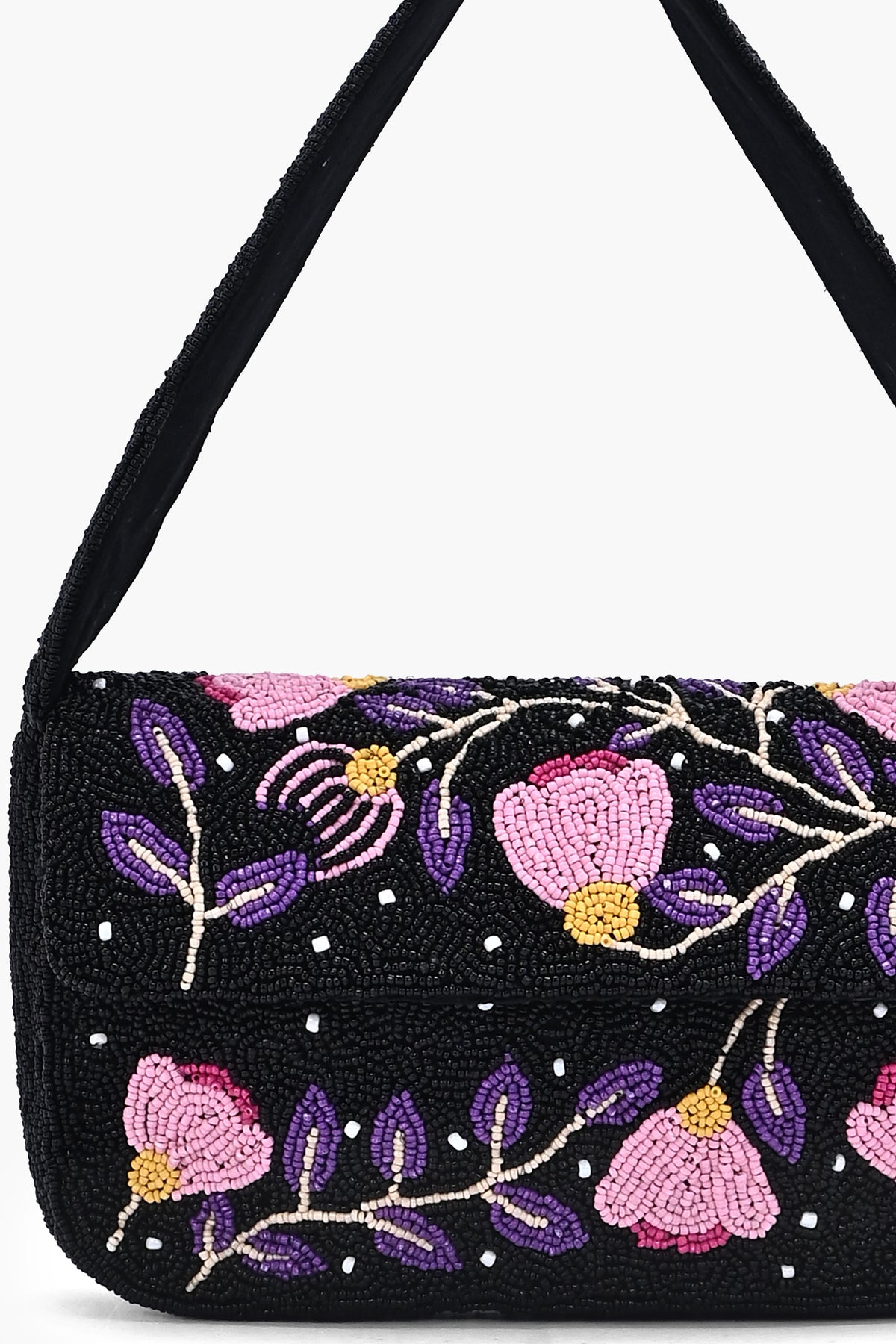 Violet Rose Beaded Shoulder Bag