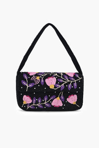 Violet Rose Beaded Shoulder Bag