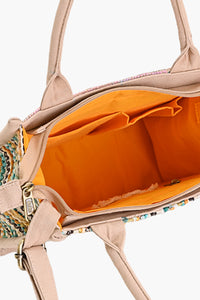 Stylish Handmade Beige Embellished Box Bag (Small)