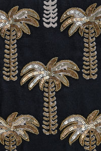Golden Palm Sequin Embroidered Canvas Tote Bag