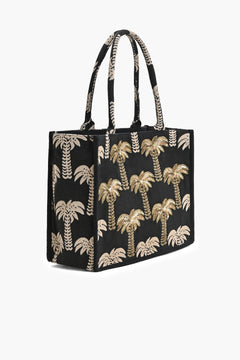 Golden Palm Sequin Embroidered Canvas Tote Bag