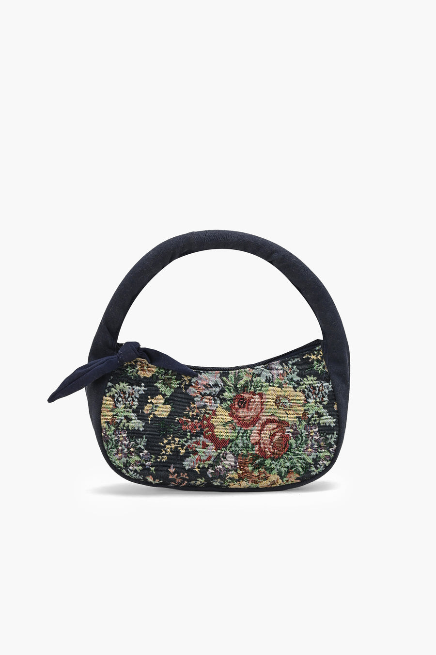 Floral Jacquard Mini Crescent Hand Bag