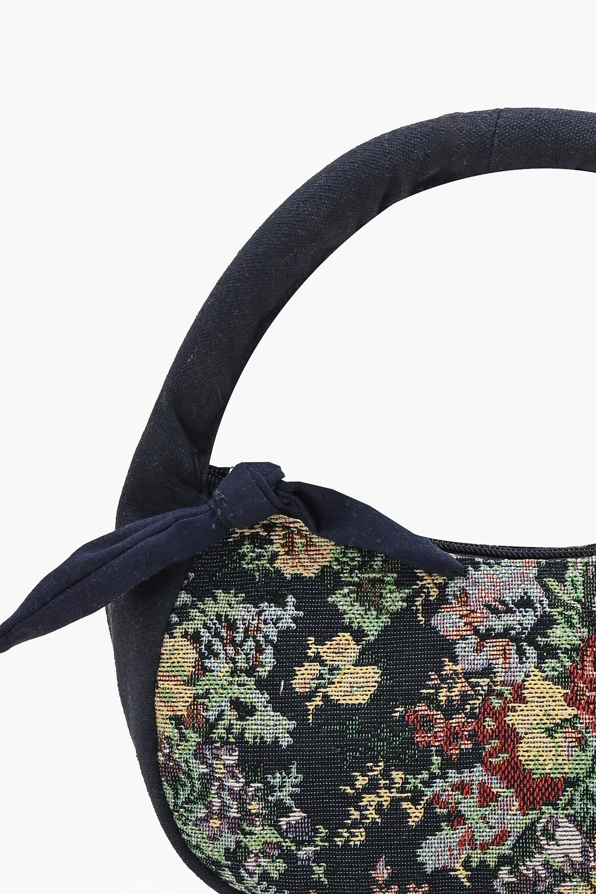 Floral Jacquard Mini Crescent Hand Bag