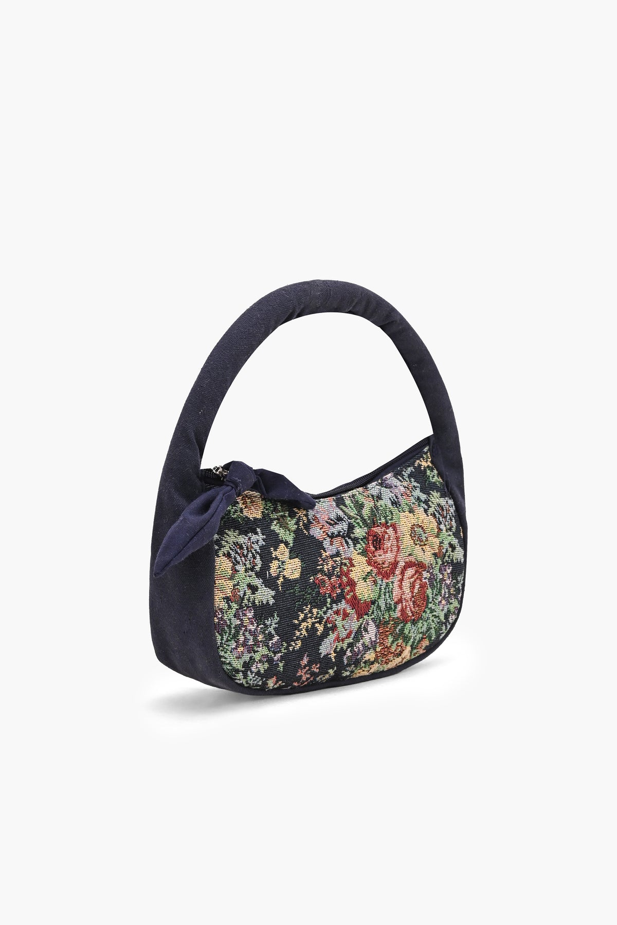 Floral Jacquard Mini Crescent Hand Bag