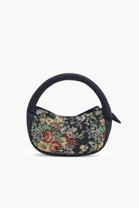 Floral Jacquard Mini Crescent Hand Bag