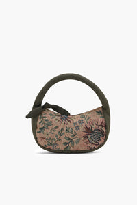 Olive Green Floral Jacquard Mini Hand Bag