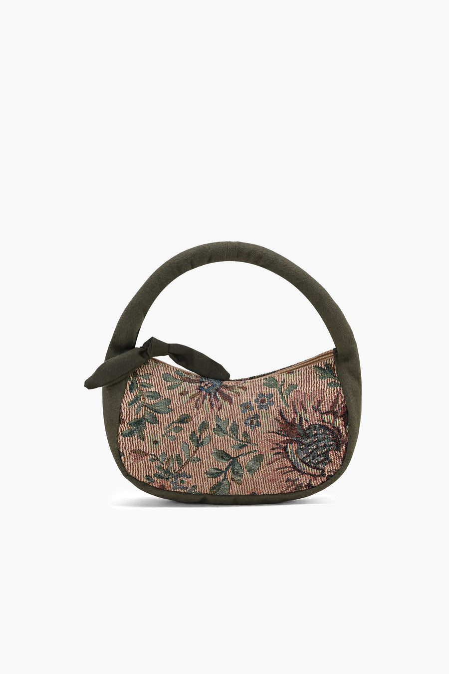 Olive Green Floral Jacquard Mini Hand Bag