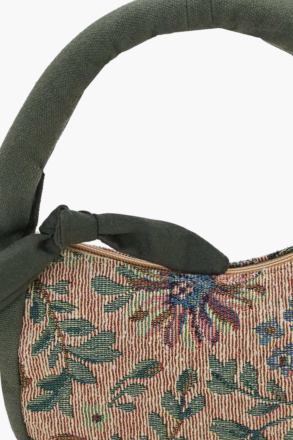 Olive Green Floral Jacquard Mini Hand Bag