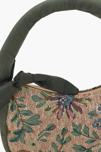 Olive Green Floral Jacquard Mini Hand Bag