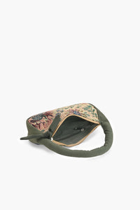 Olive Green Floral Jacquard Mini Hand Bag