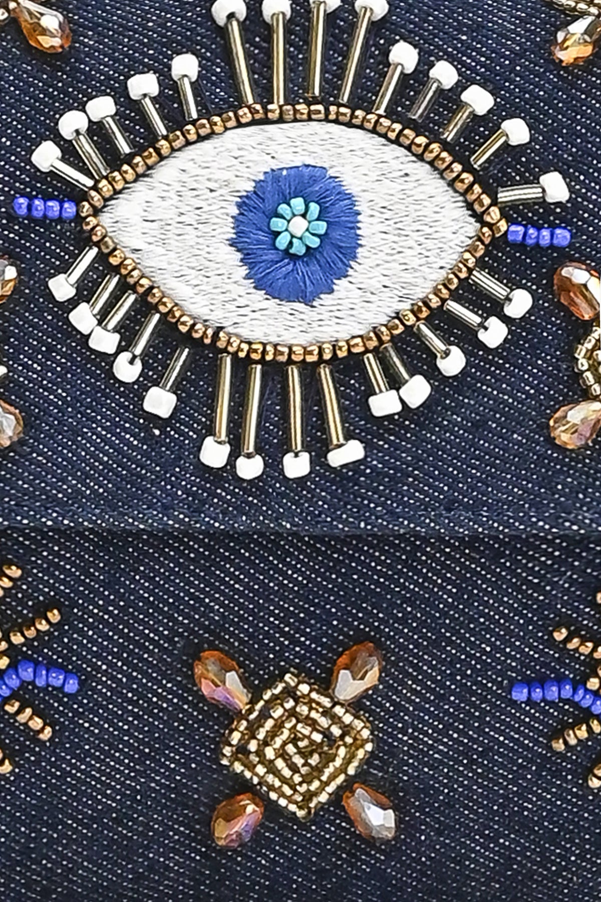 Evil Eye Denim Shoulder Bag