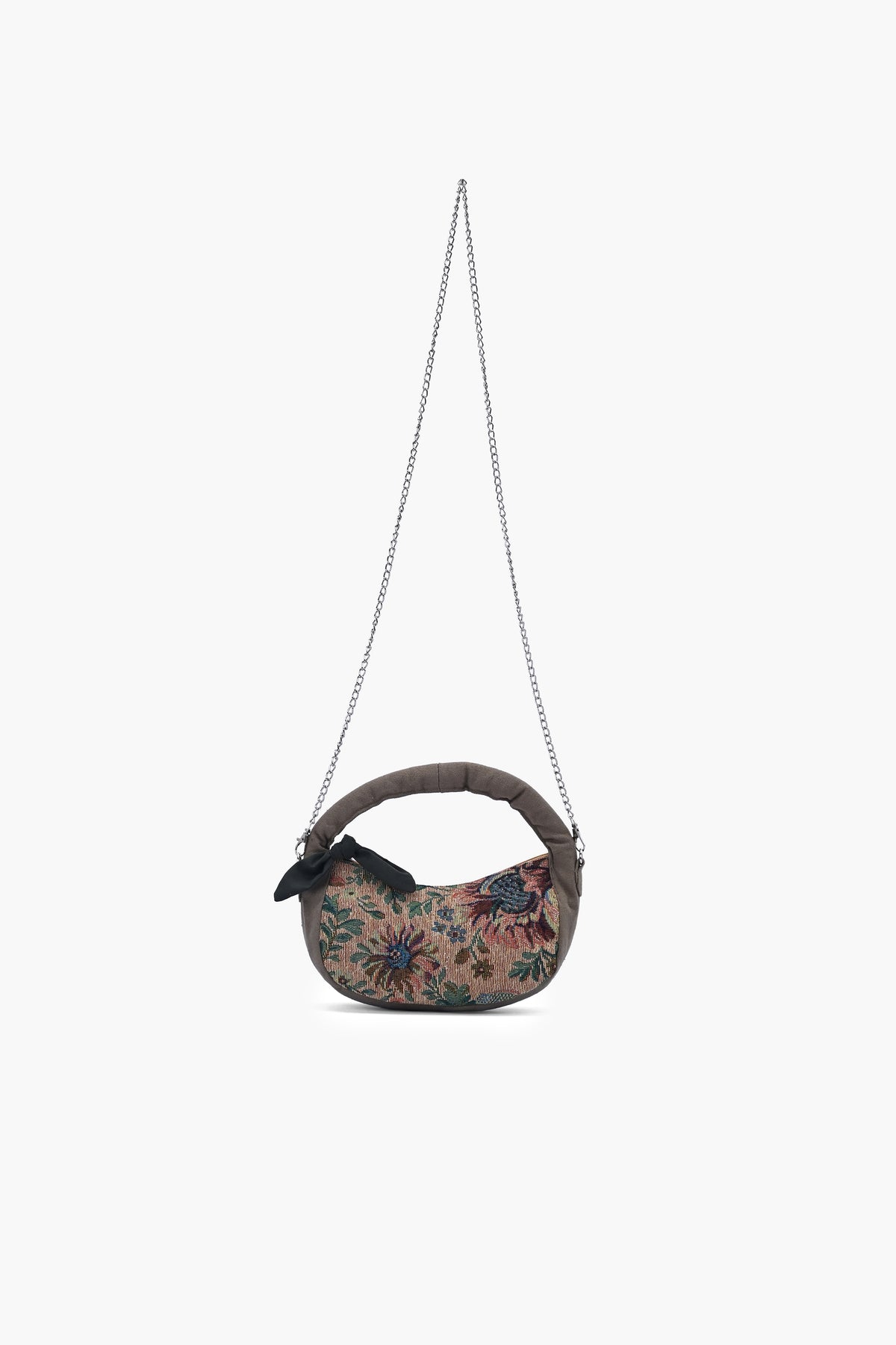 Olive Green Floral Jacquard Mini Hand Bag