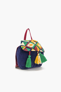 Azure Embroidered Mini Backpack