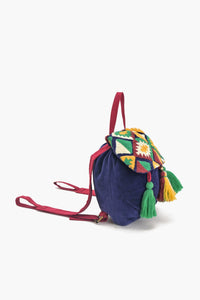 Azure Embroidered Mini Backpack