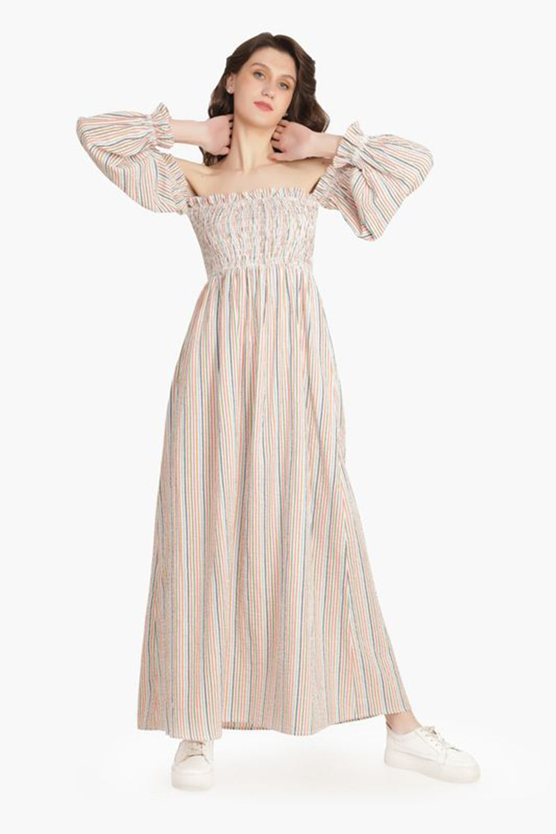 Playful Seersucker Maxi Dress