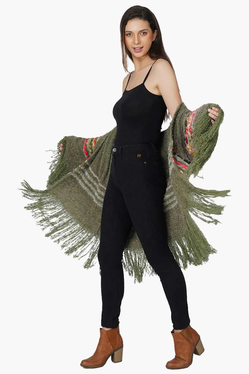 Olive Green Woolen Shrug