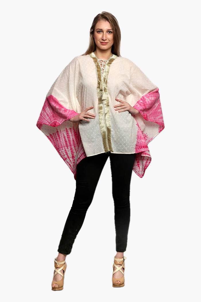 Gold Fringed Cloud Dancer Poncho