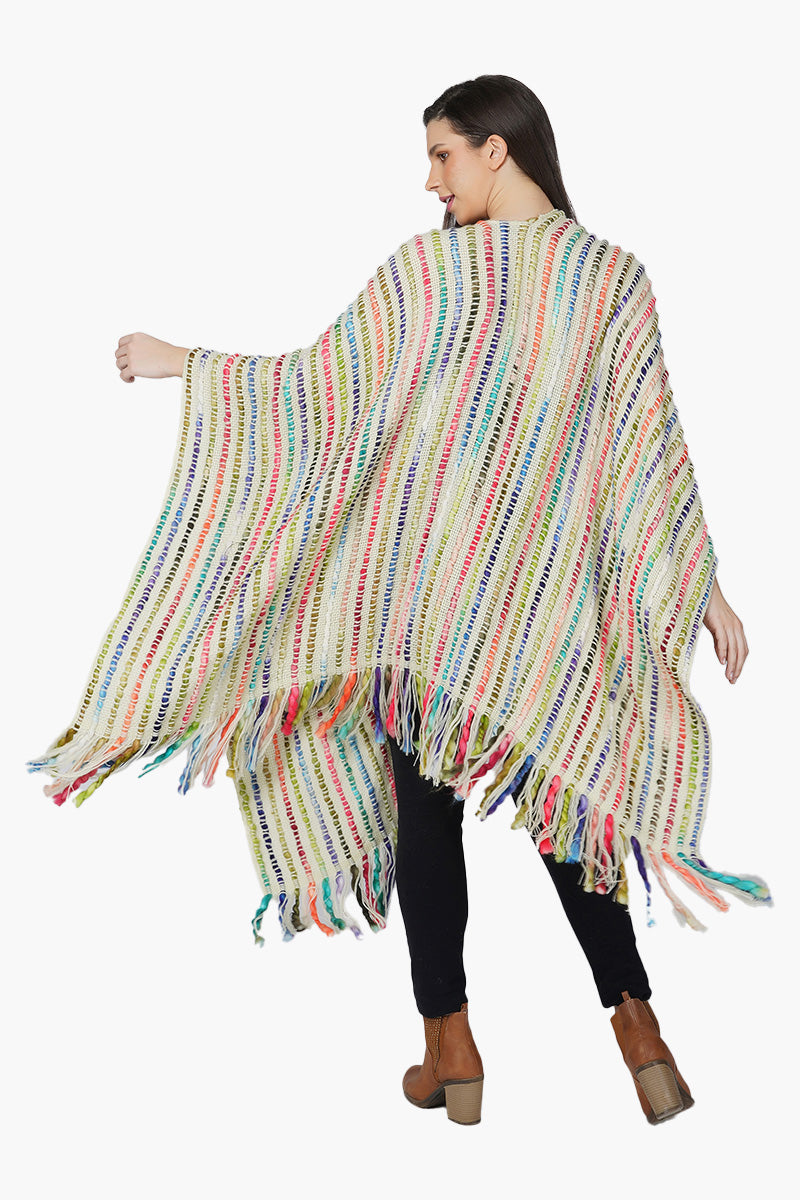 Multicolor Handwoven Bohemian Poncho