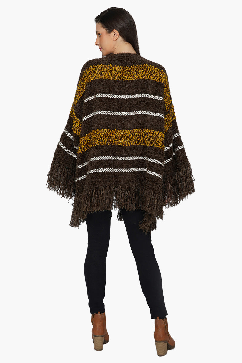 Chocolate Brown Fringed Sleeves Shrug