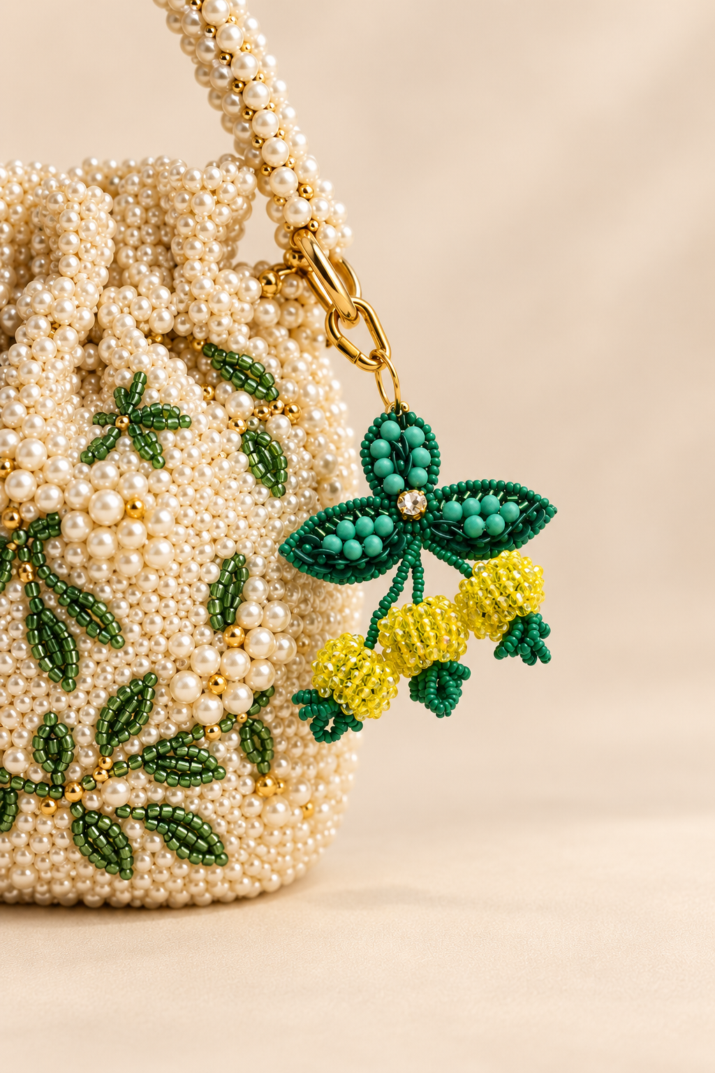Lemon Blossom Beaded Keychain