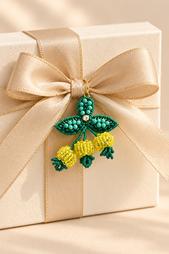 Lemon Blossom Beaded Keychain