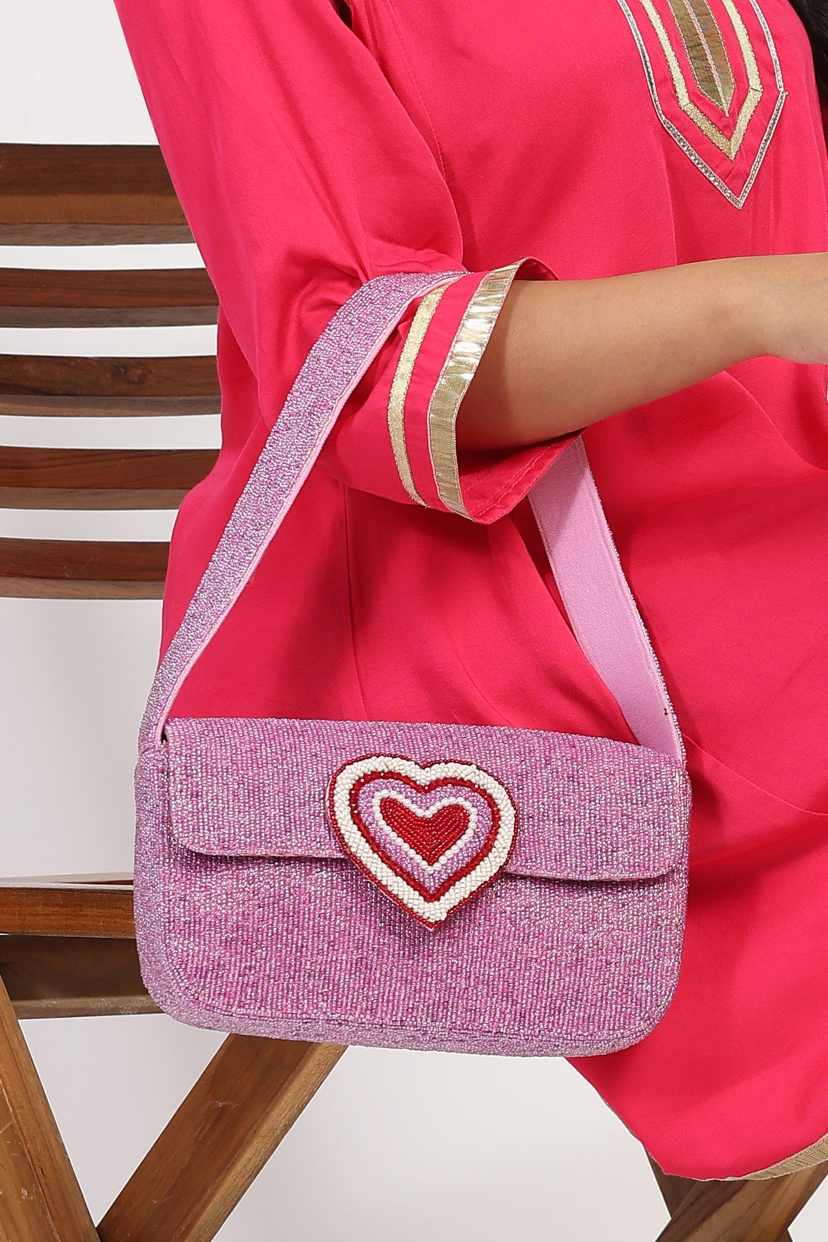 Handcrafted Fully Beaded Luxury Shoulder Bag - Valentine's Special Evening Purse for Women