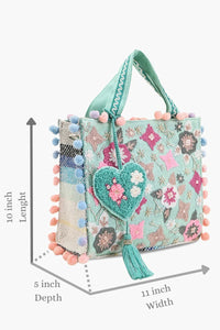 Whimsical Turquoise Mini Tote Bag