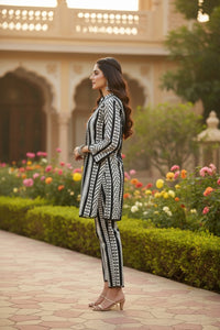 Indo-Western 100% Pure Cotton Geometric Print Co-Ord Set