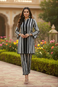 Indo-Western 100% Pure Cotton Geometric Print Co-Ord Set