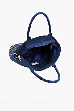 Navy Blue Embellished Mini Bucket Crossbody Bag