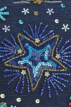 Navy Blue Embellished Mini Bucket Crossbody Bag