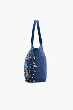 Navy Blue Embellished Mini Bucket Crossbody Bag