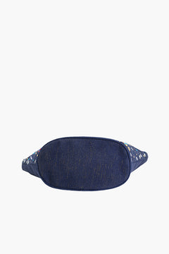 Navy Blue Embellished Mini Bucket Crossbody Bag