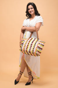 Textured Tapestry Tote Bag