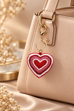 Sweetheart Beaded Heart Keychain