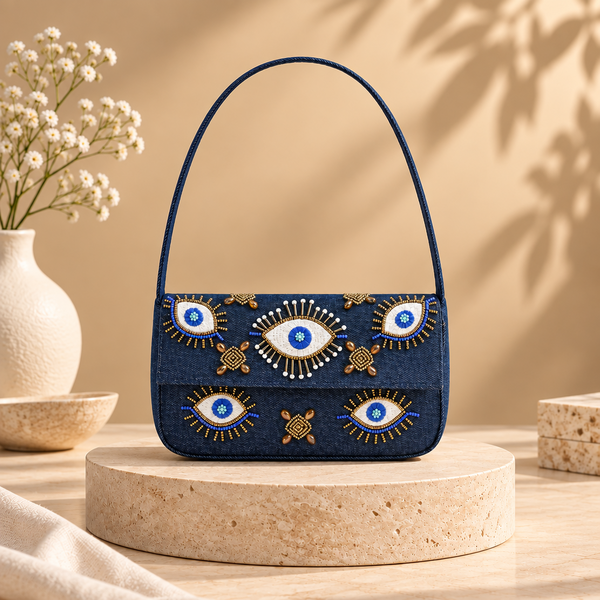 Evil Eye Denim Shoulder Bag
