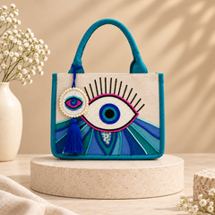 Evil Eye Embellished Mini Tote Bag