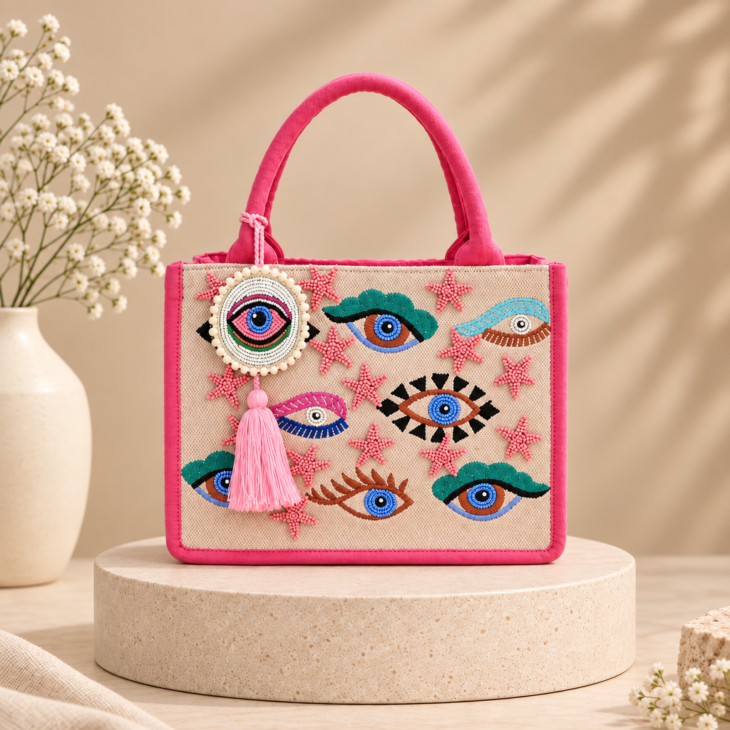 Heart Embellished Mini Tote Bag