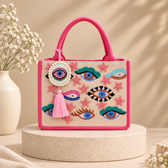 Heart Embellished Mini Tote Bag