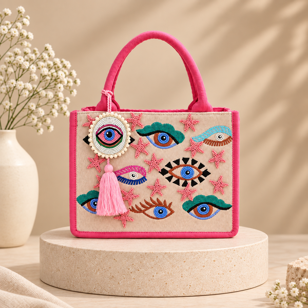 Heart Embellished Mini Tote Bag