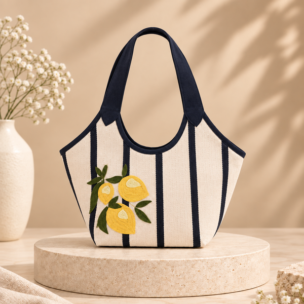 Lemon Embroidered Shoulder Bag